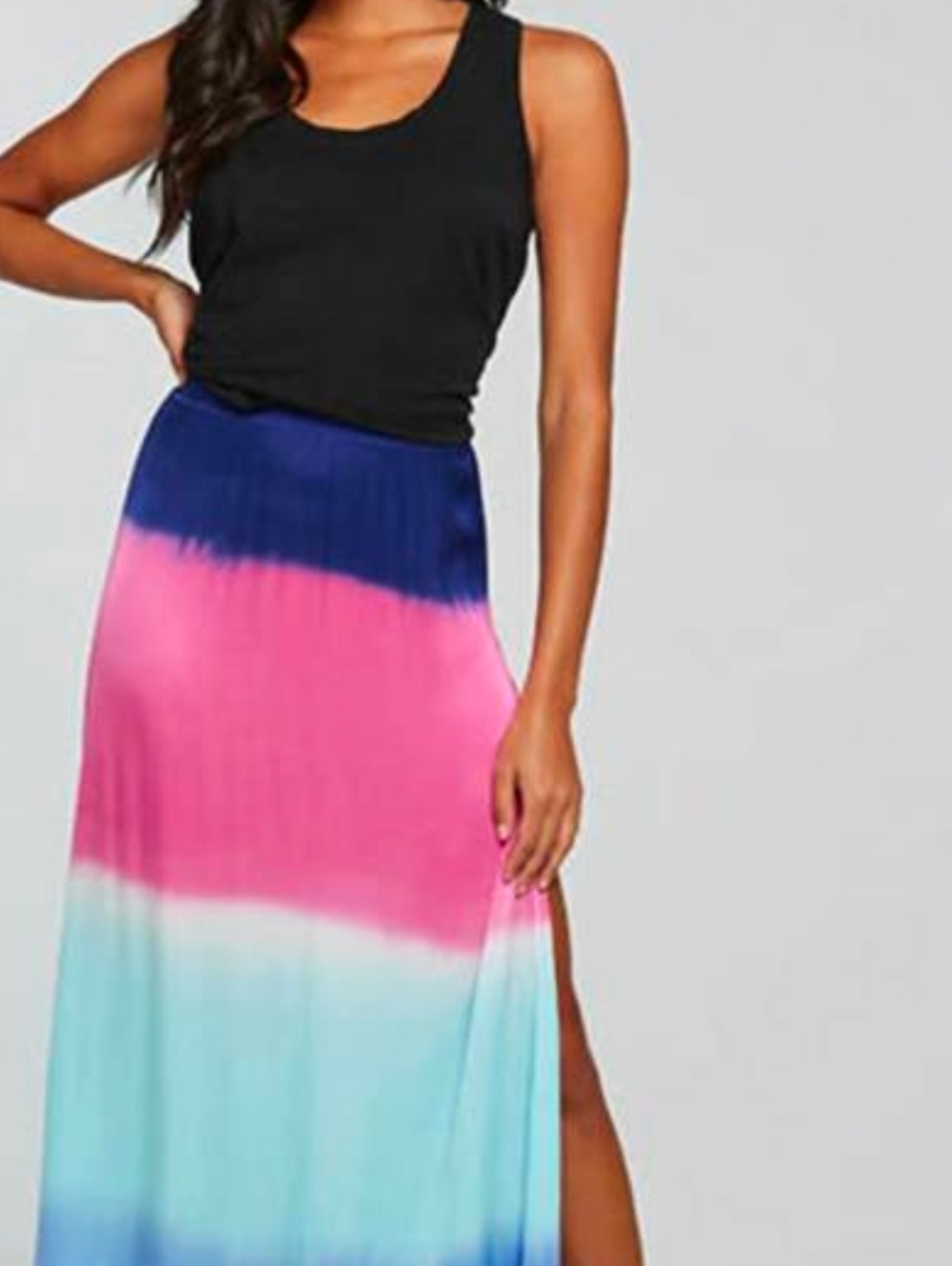 Chaser Dip Dye Maxi Skirt with Side Slit Size M NWT